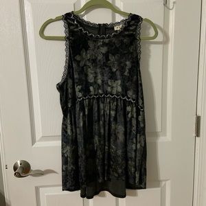 Vintage Dressy Racerback Hi Lo Tank Floral Oversized Size Large